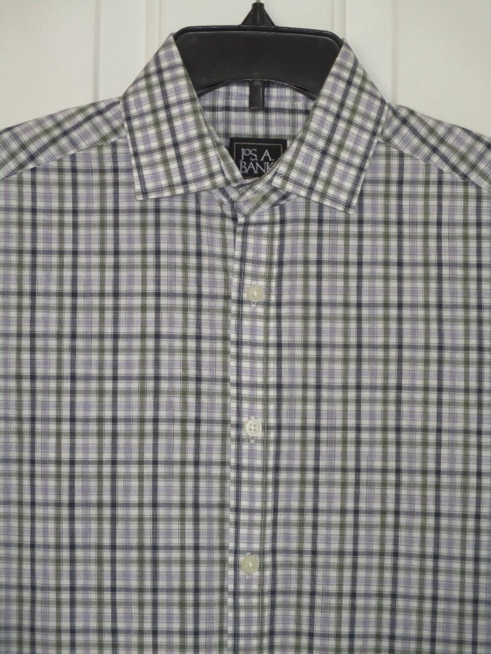 Jos. A. Bank Mens L/S Green Purple Stretch Cotton Dress Shirt - 14.5/31-32 or S